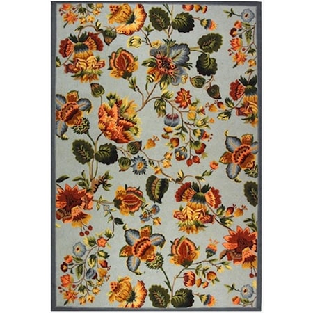 Safavieh 8 ft. x 8 ft. Round- Country and Floral Chelsea Light Blue Hand Hooked Rug HK331D-8R